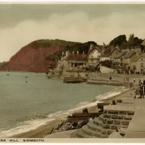 Sidmouth, Devon - Esplanade and Peak Hill Print 1936 Sidmouth, Devon - Esplanade and Peak Hill Print 1936