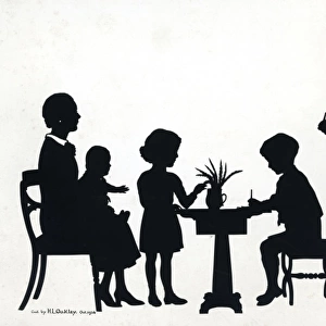 Silhouette of a family scene