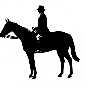 Silhouette of a man on horseback
