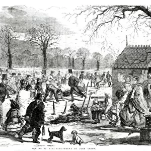 Skates in Hyde Park, drawn by John Leech 1857
