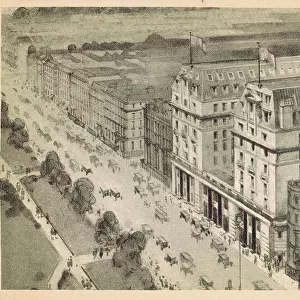 A sketch of the exterior of the Park Lane Hotel, London