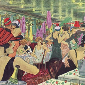 A sketch of the interior of Le Royal night-spot in Paris, 19