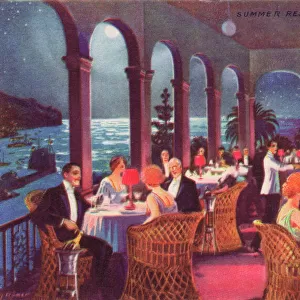 A sketch of the Summer Restaurant at Reids Palace Hotel