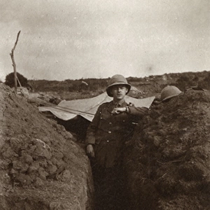 Soldier in a communication trench, WW1