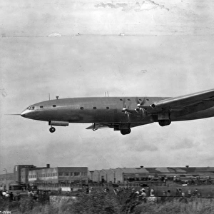 The sole Bristol Brabazon G-AGPW comes in to land