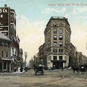 South Main and Bank Streets, Waterbury, Connecticut, USA