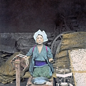 Spinning silk, Japan circa 1880s