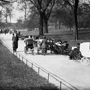 A spring scene in Hyde Park - nannies with their children