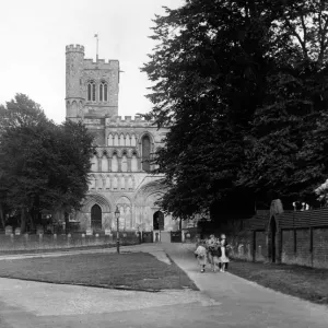 Norman Architecture Print of St. Peters, Dunstable, 1930s Norman Architecture Print of St. Peters, Dunstable, 1930s