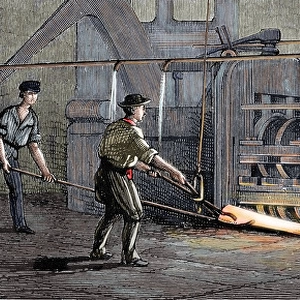 Steel Industry. 19th century. Oven. Modeling a steel block