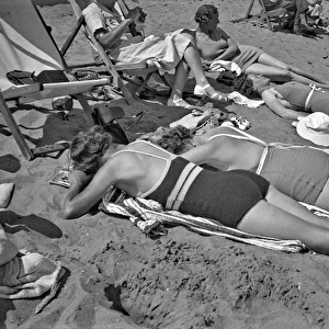 Sunbathers on beach, Shanklin, Isle of Wight