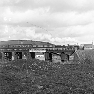 Swing bridge and express train, Haverfordwest, South Wales