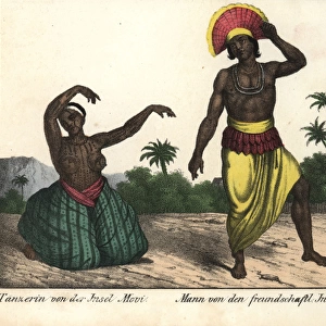 Tattooed woman dancer of Maui, and man of Tonga