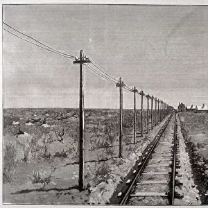 Telegraph lines crossing the Great Plains of America