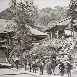 Temple and people at Ishiyama - Japan