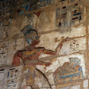 Temple of Ramses III. The pharaoh Ramses III, who wears the