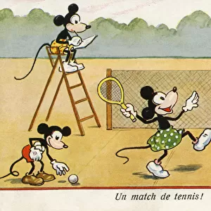 A Tennis Match! - four cartoon mice hit the court