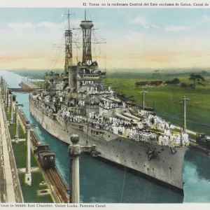 Print of U.S.S. Texas in Gatun Locks Panama Canal Print of U.S.S. Texas in Gatun Locks Panama Canal