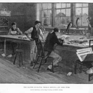 Thomas Bewick at Work: Eminent Engraver Making Woodcut Print Thomas Bewick at Work: Eminent Engraver Making Woodcut Print