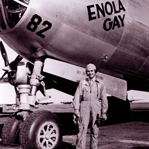 Tibbetts, Paul, Pilot as Col USaF beside Boeing B-29