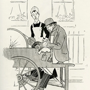 Tinker sharpening a knife for a maid 1894