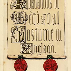 Title page with illuminated lettering and red wax seals
