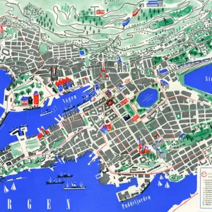 Tourist map of Bergen, Norway