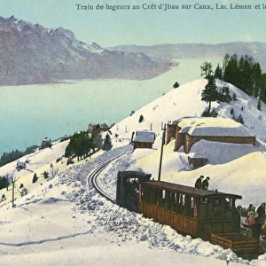 Train on mountain summit, Caux, Switzerland