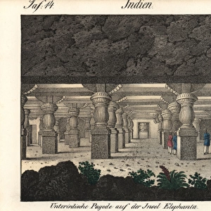 Underground cave temple on Elephanta Island, Mumbai, India