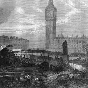 Underground construction work, Westminster, London 1867
