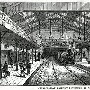 Underground railway, Aldgate Station interior, London