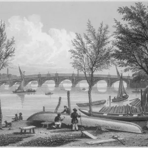 Vauxhall Bridge Print from Millbank before Embankment Vauxhall Bridge Print from Millbank before Embankment