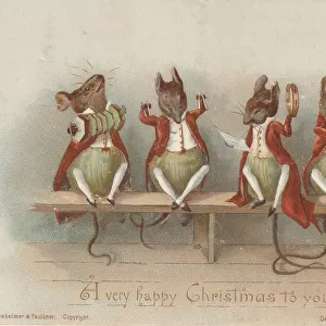 Victorian Greeting Card - Mice Musicians