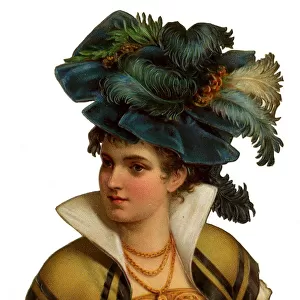 Victorian Scrap, woman in a large hat