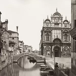View of canal and city architecture, Venice, Italy
