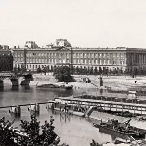 View of Louvre, Paris, France, seen across River Seine