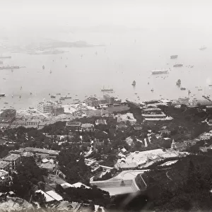 View of ships in the harbour, from The Peak, Hong Kong