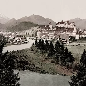 Vintage 19th century / 1900 photograph: Fossen, a Bavarian town in Germany