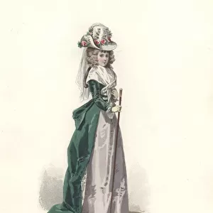 Woman in chapeau and redingote, era of Marie Antoinette