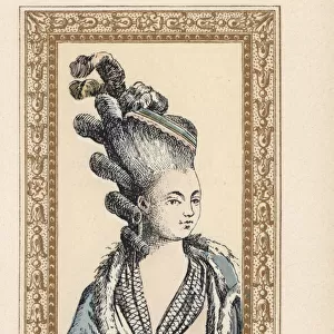 Woman in elaborate upswept hairstyle called