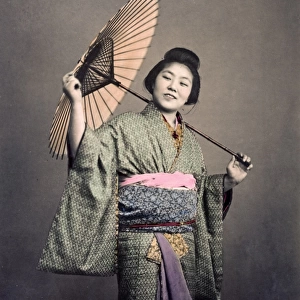 Woman with a parasol, Japan, circa 1880s