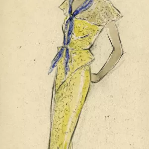 Woman wearing yellow dress 1930s