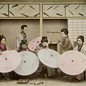 Women making parasols, Japan