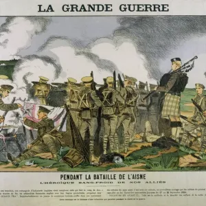 WW1 Print: British Soldiers Brewing Tea Under Fire