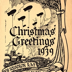 WW2 Christmas card, Balloon Barrage