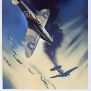 WW2 Print: RAF Supermarine Spitfires in Action