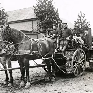 WWI: captured horse drawn German field kitchen