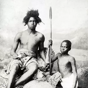 Young Egyptian warriors with spear