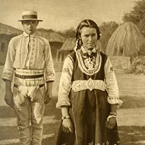 Young peasant girl in traditional gala dress, Bulgaria