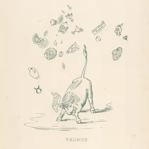 Zodiac Print: Taurus in a Museum Setting Zodiac Print: Taurus in a Museum Setting